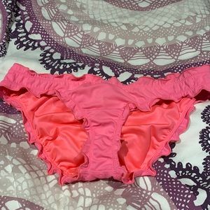 Pink ruched bikini bottoms